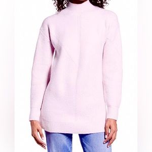 🪷NEW Halogen Nordstrom Pink Ice Thick Soft Cuddly Cozy Fuzzy Moc Neck Sweater M